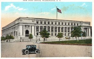 Vintage Postcard 1920's New Post Office Building Flag Washington D.C. Structure