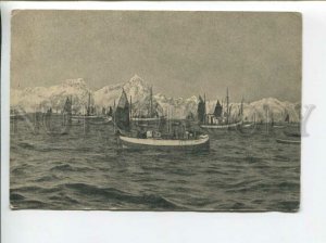 434191 NORWAY In the Lofoten Sea whalers Vintage postcard