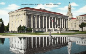 Vintage Postcard 1930's Carnegie Public Library Denver Colorado Elmer C. Clark