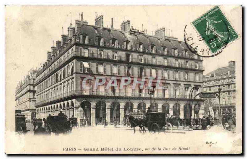 Paris Old Postcard Grand Hotel du Louvre seen from the Rue de Rivoli