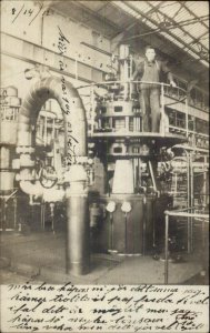 Lynn MA Cancel Worker Mill Interior Machinery 1912 Real Photo Postcard