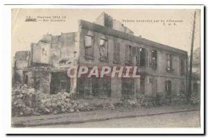 Creil Old Postcard Rue Gambetta houses burned by the Germans (Café Billard)