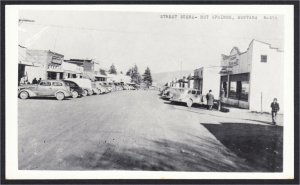 Hot Springs Montana Street Scene Stores and 1940s Cars RPPC Postcard Cecil Nixon