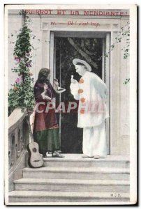 Old Postcard Fantasy Pierrot and the beggar Oh! c & # 39est too