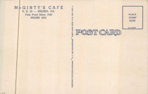 McGINTY'S CAFE HELENA GEORGIA COCA-COLA POSTCARD (1940s)