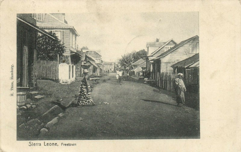 PC CPA SIERRA LEONE, FREETOWN, STREET SCENE, Vintage Postcard (b24776)