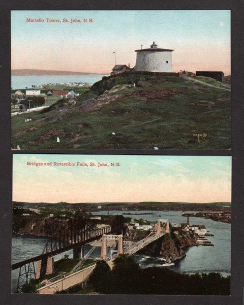 NB Lot 2 St Saint John New Brunswick Postcards Carte Postale Canada Tower Bridge