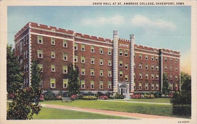 Iowa Davenport Davis Hall St Ambrose College 1940 Curteich