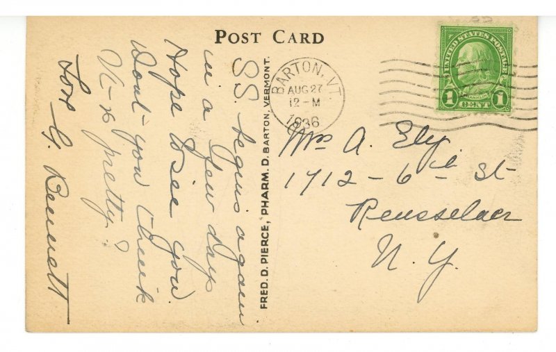 VT - Barton. The Square  circa 1936