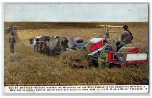 South America Postcard Modern Harvesting Machines On The Wide Pampas Farming