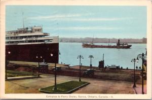 Entrance to Ferry Docks Sarnia Ontario ON c1941 SS Noronic Vintage Postcard D63