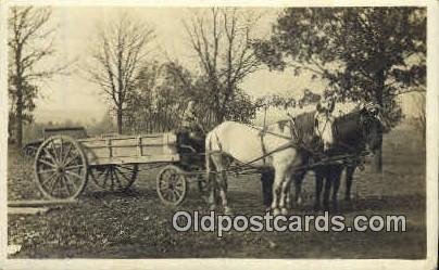 Manure Spreader Horse Drawn Real Photo Unused light corner wear close to grade 1