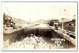 c1910's Entering Gate In Locks Panama Canal RPPC Photo Unposted Antique Postcard