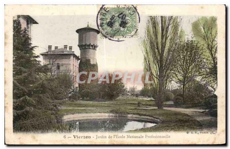 Old Postcard Vierzon Garden of the national professional school