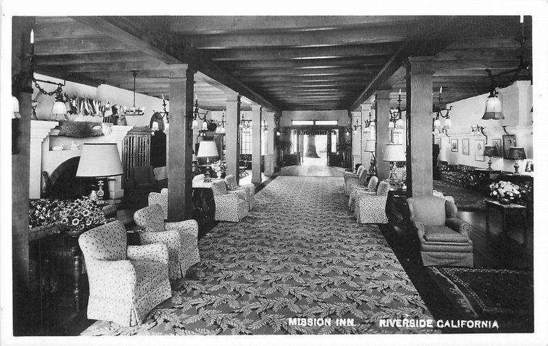 1950s Lounge Interior Mission Inn Riverside California RPPC real photo 10672