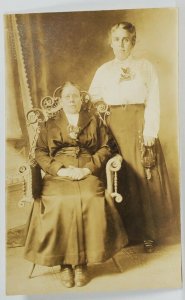 Two Lovely Older Women Likely Mother Daughter Sweet Rose Pins Photo Postcard R4