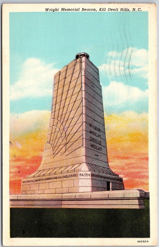1957 Wright Memorial Beacon Kill Devil Hills North Carolina NC Posted Postcard