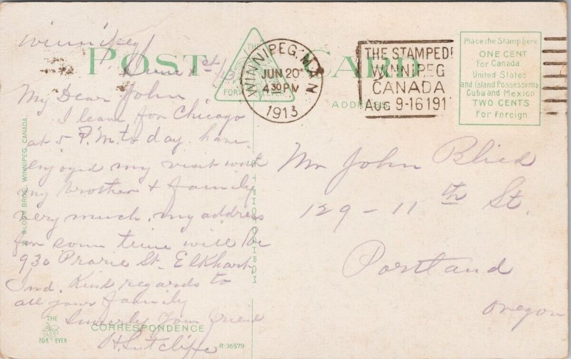 Glimpses of City Park Winnipeg MB 1913 Stampede Winnipeg Cancel Postcard H54