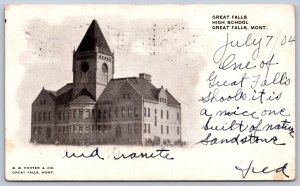 K45/ Great Falls Montana Postcard c1910 High School Building 135