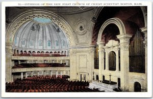 VINTAGE POSTCARD INTERIOR OF THE NEW FIRST CHURCH OF CHRIST SCIENTIST AT BOSTON