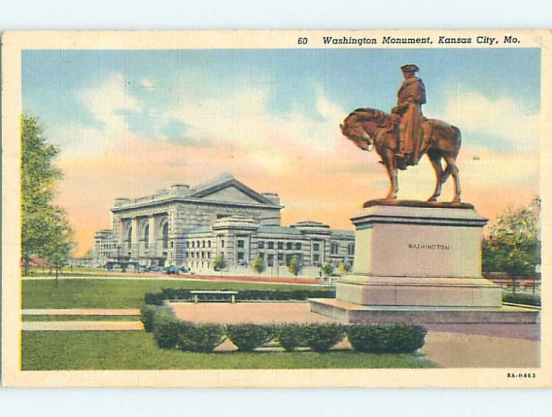 Linen PRESIDENT GEORGE WASHINGTON MONUMENT BY BUILDING Kansas City MO Q9952