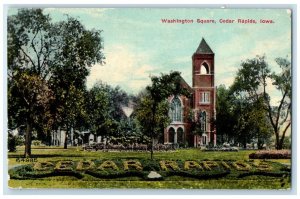 1910 Washington Square Exterior Building Cedar Rapids Iowa IA Vintage Postcard