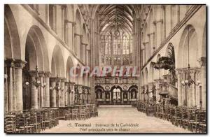 Old Postcard Tournai Interior De La Cathedrale Nave Choir To Main