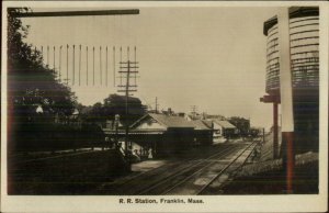 Franklin MA RR Train Station Depot c1910 Real Photo Postcard