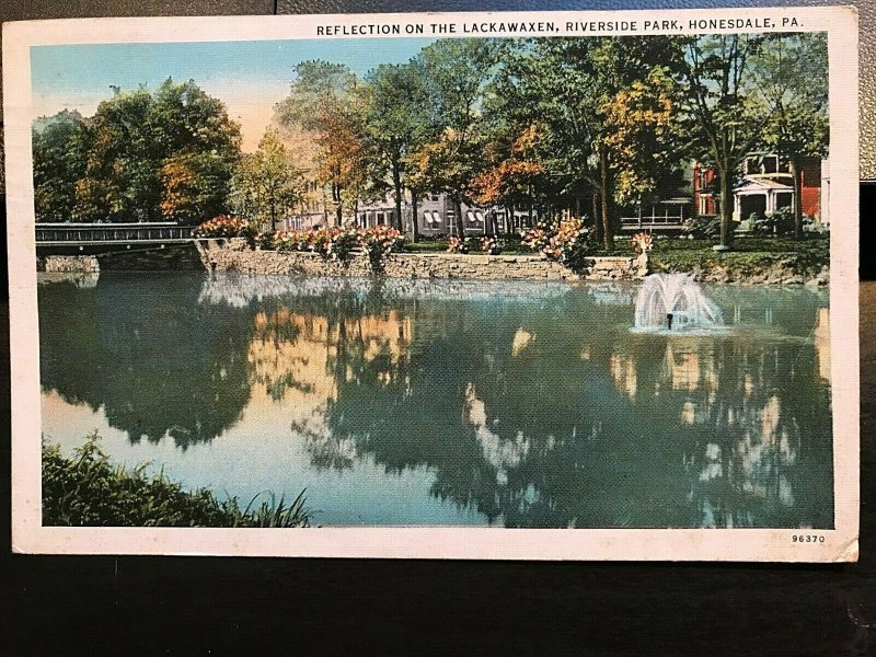 Vintage Postcard 1938 Reflection on Lake Lackawaxen Riverside Park Honesdale PA 