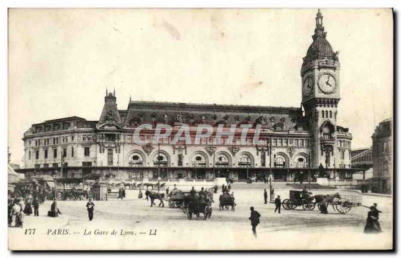 Old Postcard Paris Gare de Lyon