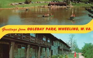 Vintage Postcard 1962 Greetings Schenk Lake Oglebay Park Wheeling West Virginia