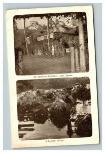 Vintage 1940's Photo Postcard American Residents and a Samoan Village Apla Samoa