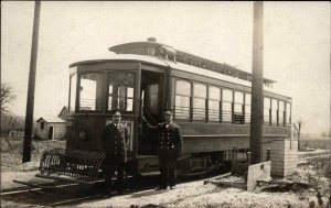 Close-Up of Trolley Car & Motormen Syracuse Brooklyn & ? Unidentified RPPC