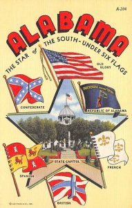 Alabama, the Star of the South under Six Flags USA Civil War Writing on back 