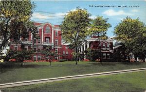 Macon Georgia~Macon Hospital~NursesTraining School~1942 Linen Postcard