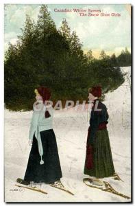 Old Postcard of Sports Ski & # 39hiver Canadian winter scenes The snow shoe g...