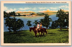 Vtg Western Kentucky KY Horseback Riding Along Kentucky Lake 1940s View Postcard