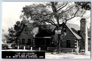 West Eureka Spring Arkansas AR Postcard RPPC Photo The Log Tavern Cafe Gift Shop