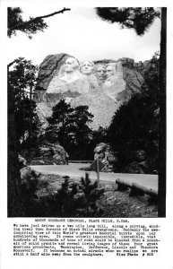 RPPC, Black Hills SD South Dakota MOUNT RUSHMORE & Roadway c1940's Rise Postcard