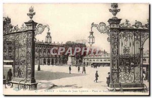 Nancy Postcard Old grilles Jean Lamour and Place Stanislas statue