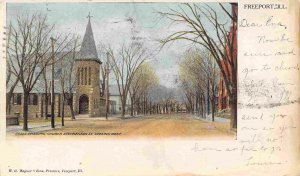 Grace Episcopal Church Stephenson Street Freeport Illinois 1906 postcard