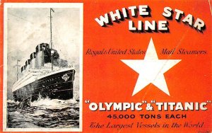 Olympic Modern Card White Star Line Olympic Ship 