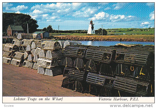 Lobster Traps on the Wharf, VICTORIA HARBOUR, Prince Edward Island, 50-70's