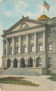 Wilkes-Barre Pennsylvania Luzerne County Court House Entrance, Men  Postcard