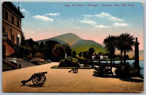 Lake Como Italy c1910 Postcard Bellagio Garden Villa Melzi Cannons