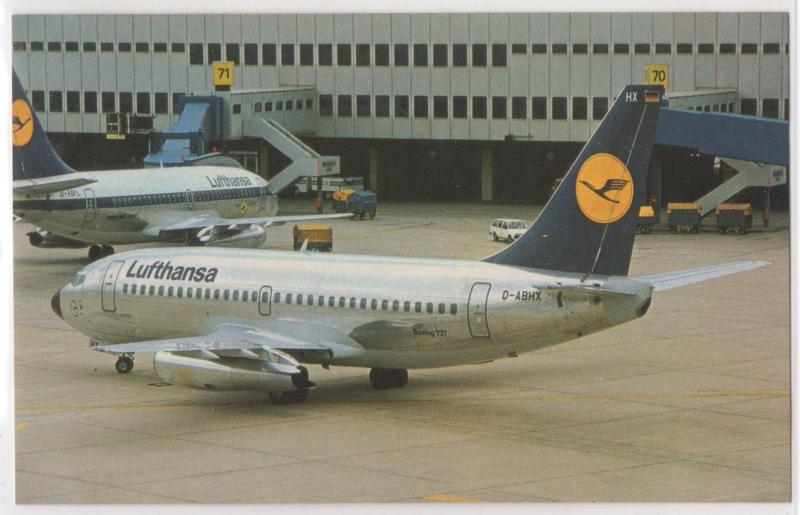 Lufthansa Airlines Boeing 737-230 Near Terminal Aircraft Aviation Postcard