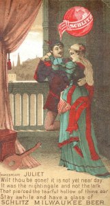 1880's Schlitz Milwaukee Beer Shakespeare Juliet Victorian Trade Card 2 P90 