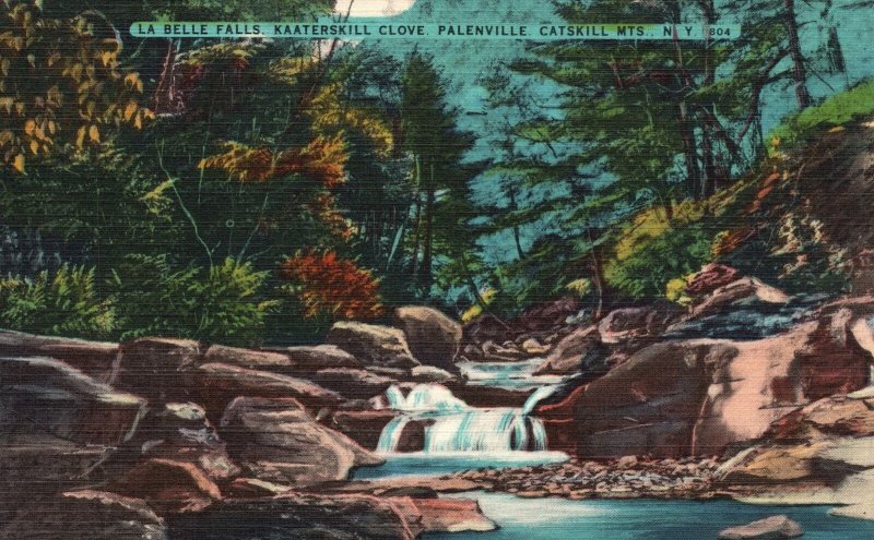 La Belle Falls Kaaterskill Clove Palenville Catskill Mts. NH Vintage Postcard