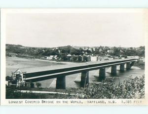 Pre-1950 rppc LONGEST COVERED BRIDGE IN THE WORLD IN HARTLAND CANADA t3147