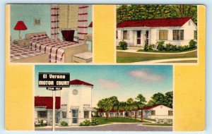 SOUTH JACKSONVILLE, FL~EL VERANO MOTOR COURT  c1940s  Roadside Linen Postcard